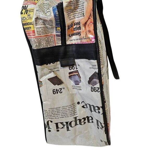 Karma Living laminated newspapers medium sized  tote. - Picture 4 of 8